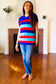 Forget Me Not Royal Blue Stripe Short Sleeve Dolman Sweater