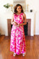 Fuchsia & Pink Big Floral Fit and Flare Sleeveless Maxi Dress