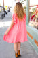 Out For The Day Peach Crinkle Woven Ruffle Sleeve Dress