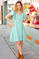 Out For The Day Sage Crinkle Woven Ruffle Sleeve Dress