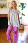 Easy To Love Lavender Stripe Double Ruffle Sleeve Frill Tiered Top