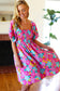 Vacay Vibes Fuchsia Floral Print Fit & Flare Smocked Dress