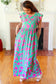 Stand Out Green & Fuchsia Floral Fit & Flare Maxi Dress