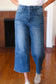 Judy Blue Medium Wash Braided Cropped Wide Leg Jeans