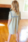 Youth Charming Blue Gingham Elastic Tie Sleeve Dress