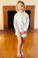 Youth Giddy Up Cream Cotton Floral Lace Button Down Top
