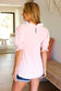 Feeling The Love Pink Frill Mock Neck Smocked Bubble Sleeve Top