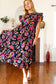 Just A Dream Black Floral Print Smocked Ruffle Sleeve Maxi Dress