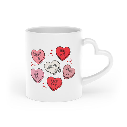 Christian Conversation Hearts Heart-Shaped Mug