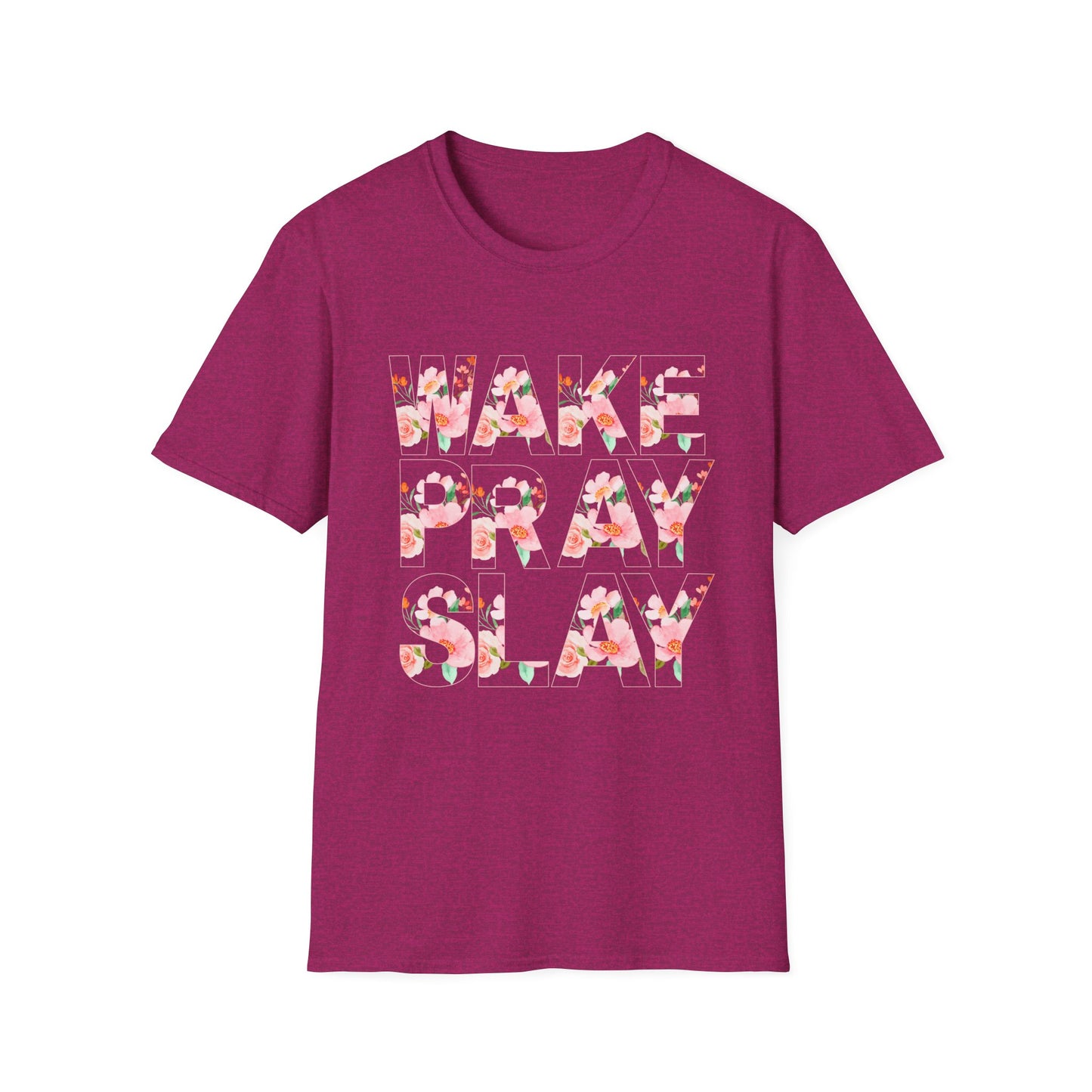 Wake Pray Slay Floral Unisex Softstyle T-Shirt