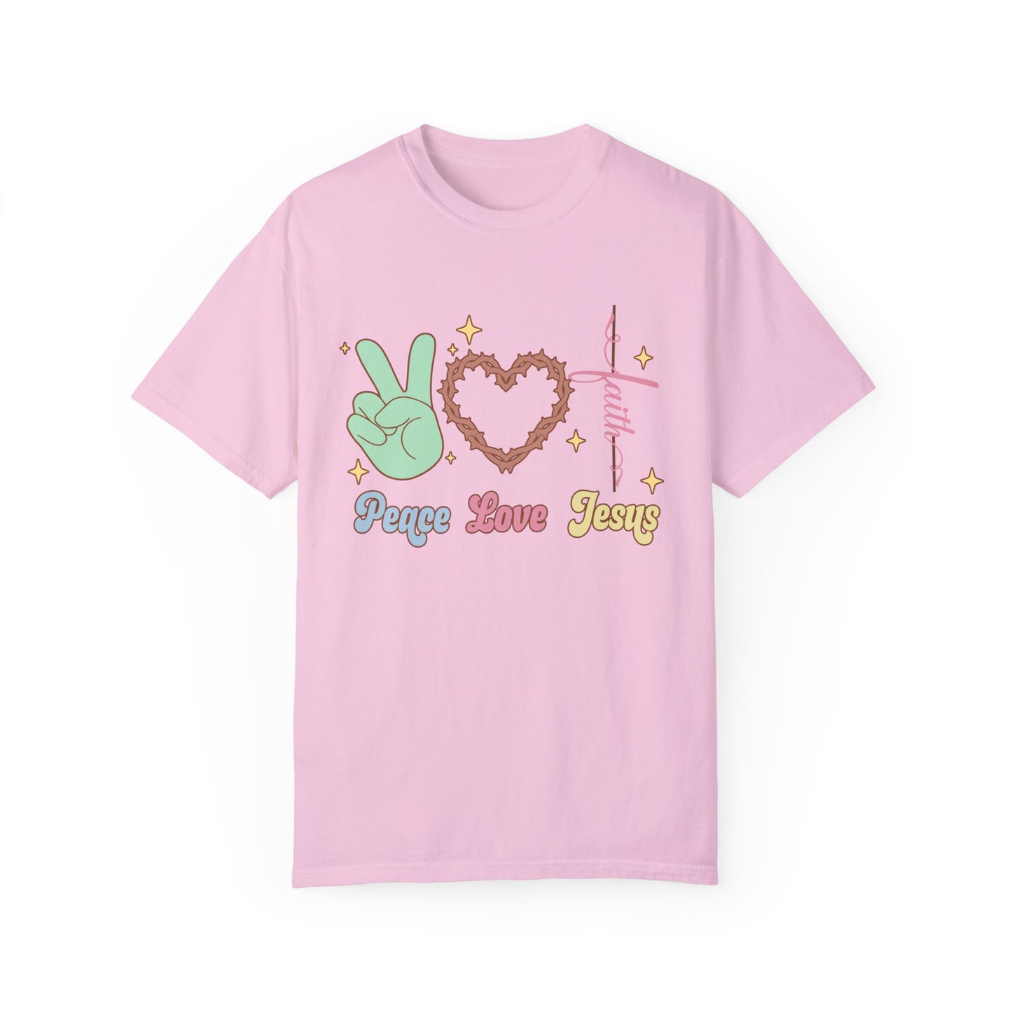 Peace Love Jesus Unisex Garment-Dyed T-shirt