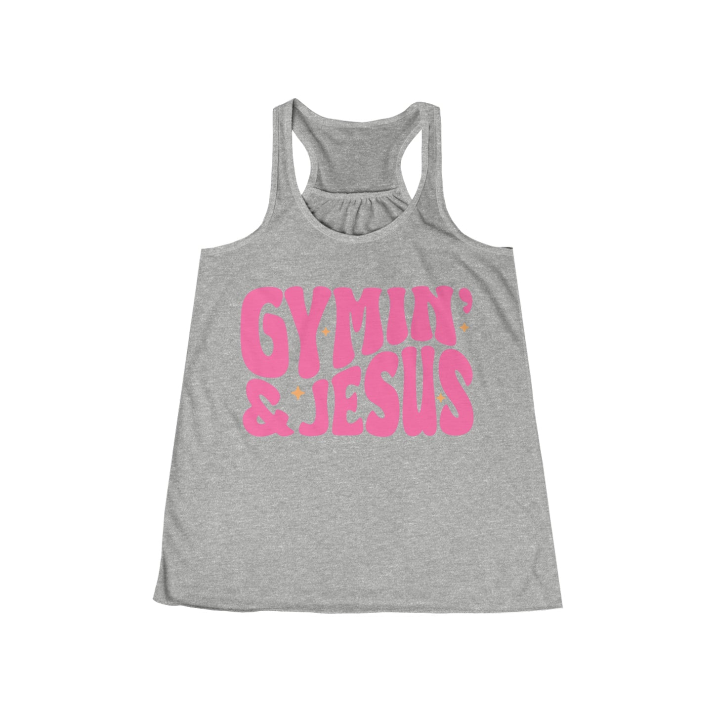 Gymin' and Jesus Pink Letter Women's Flowy Racerback Tank