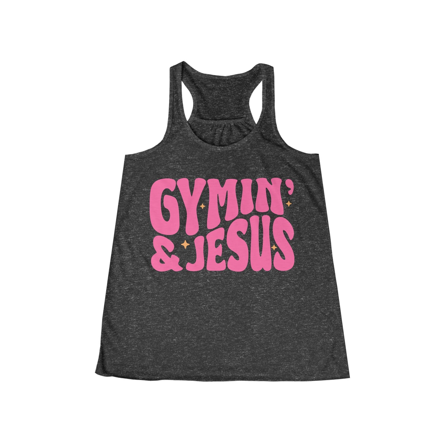 Gymin' and Jesus Pink Letter Women's Flowy Racerback Tank