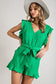 V-neck Ruffled Waist Tie Romper