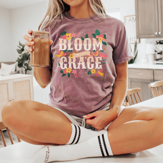 Bloom with Grace Unisex garment-dyed heavyweight t-shirt