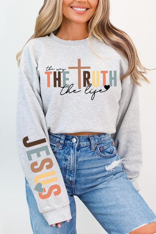 The Way Truth Sleeve Graphic Fleece Sweatshirts