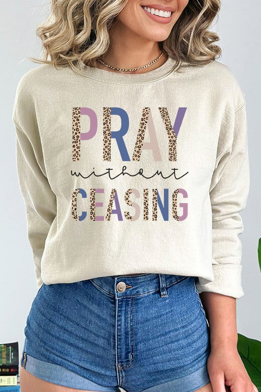 Pray Without Ceasing Leopard Graphic Sweatshirt