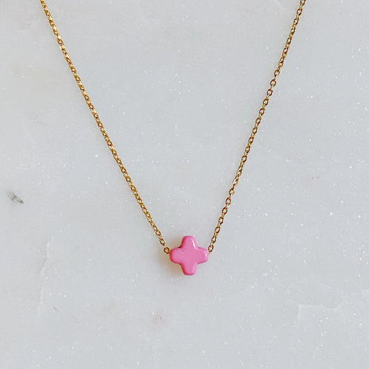 So Very Blessed Cross Necklace - Pink