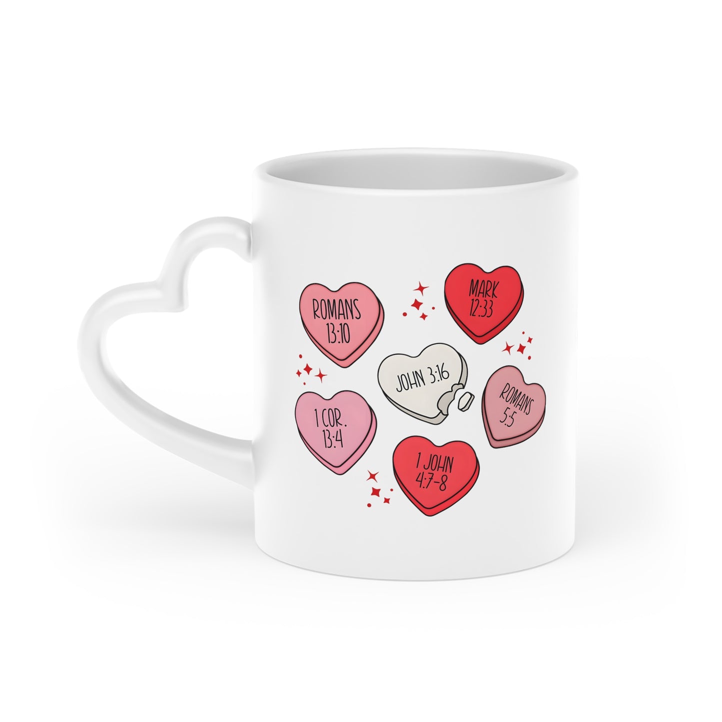 Christian Conversation Hearts Heart-Shaped Mug