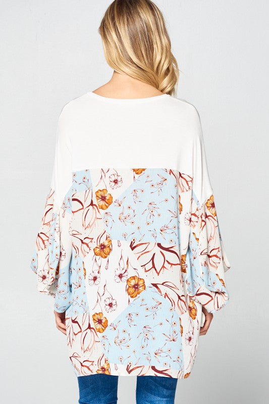 Woven Floral & Solid Top