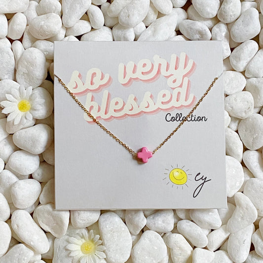 So Very Blessed Cross Necklace - Pink