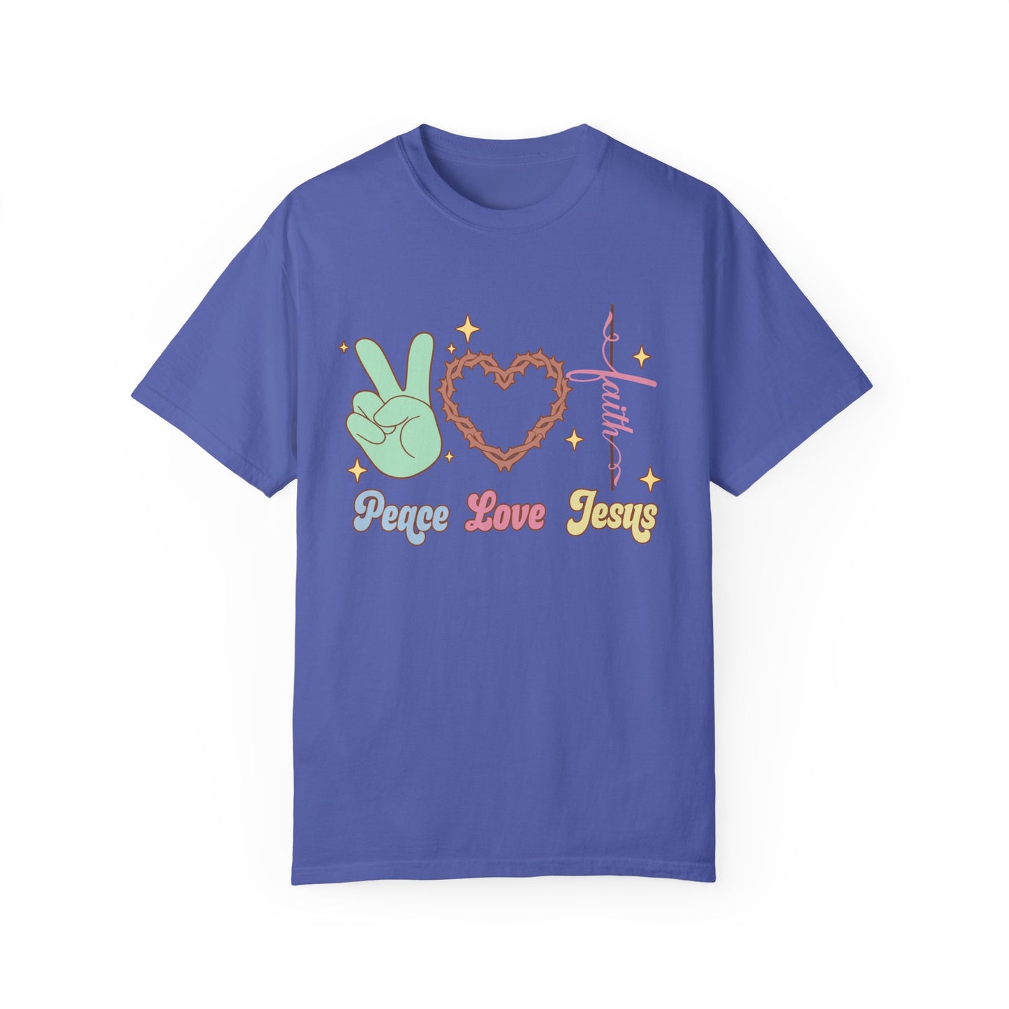 Peace Love Jesus Unisex Garment-Dyed T-shirt