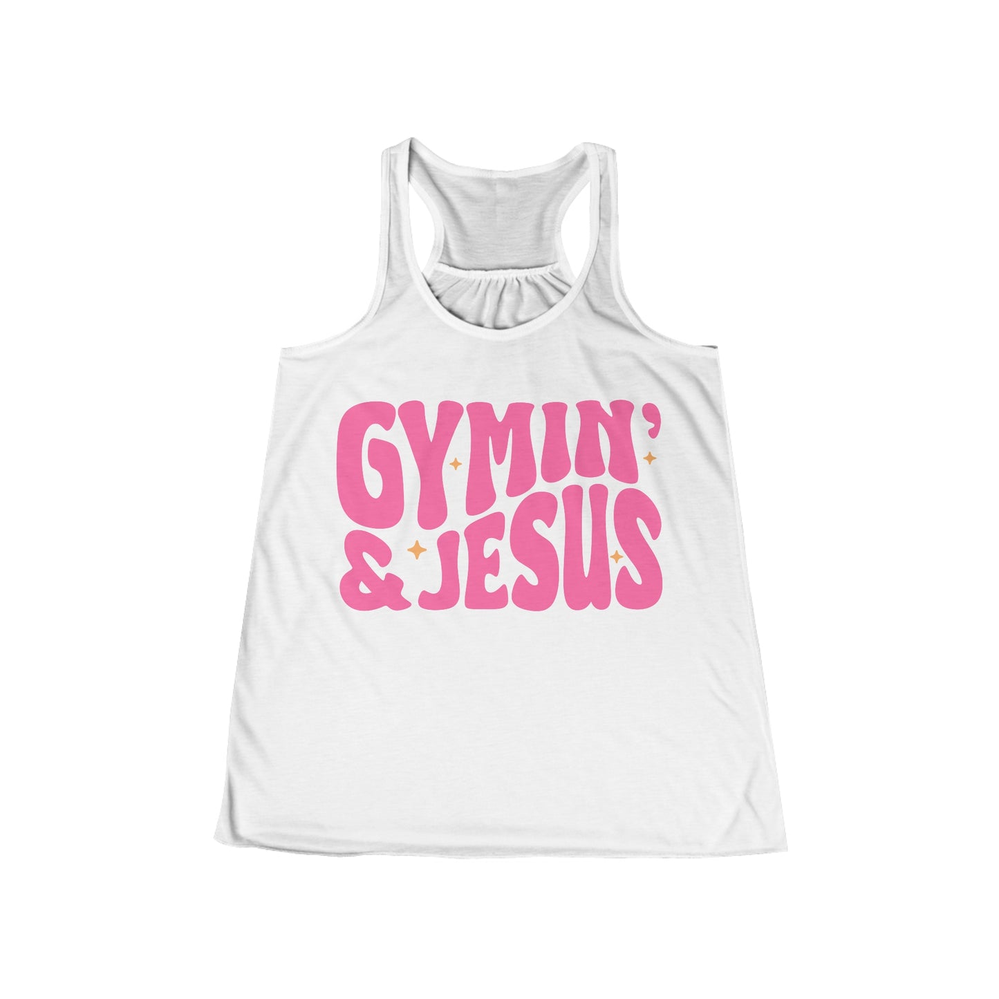 Gymin' and Jesus Pink Letter Women's Flowy Racerback Tank