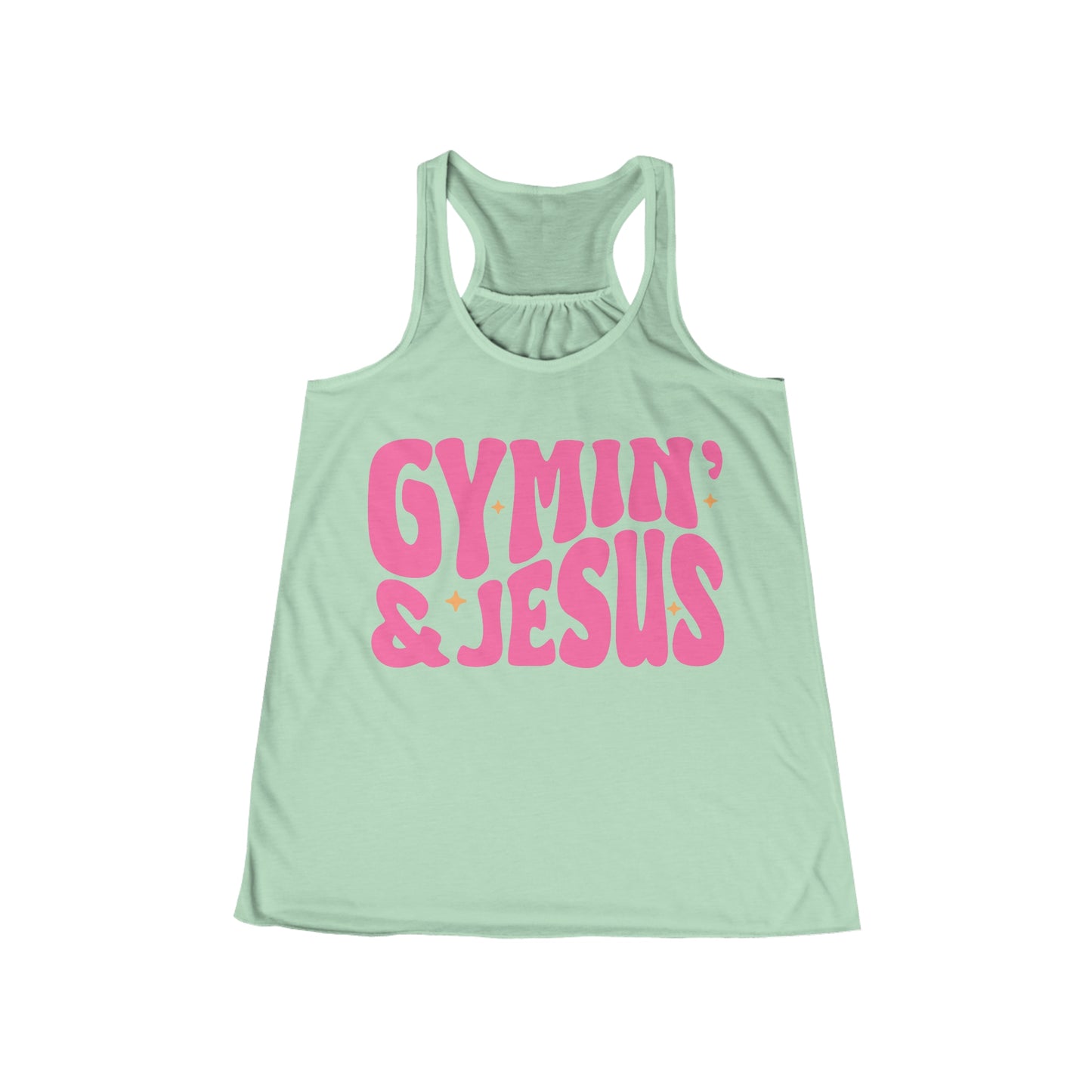 Gymin' and Jesus Pink Letter Women's Flowy Racerback Tank