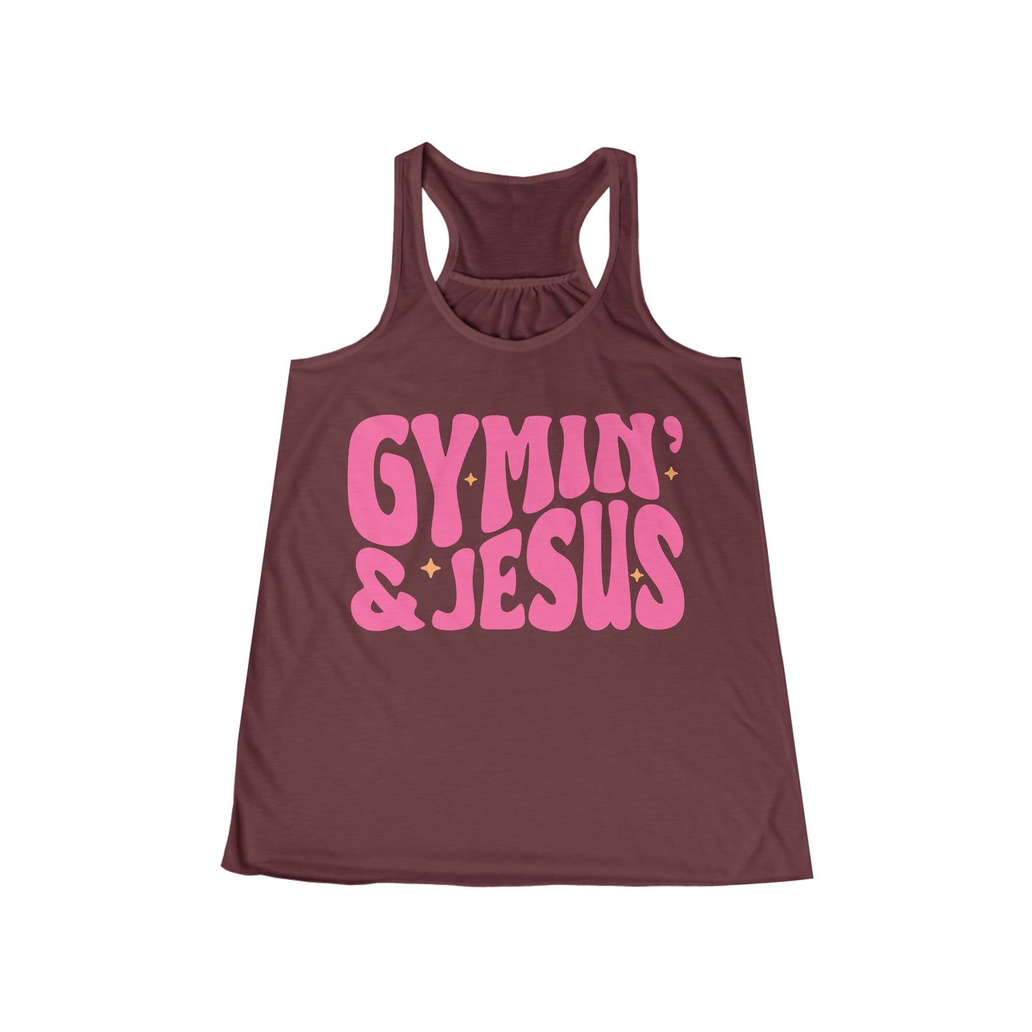 Gymin' and Jesus Pink Letter Women's Flowy Racerback Tank