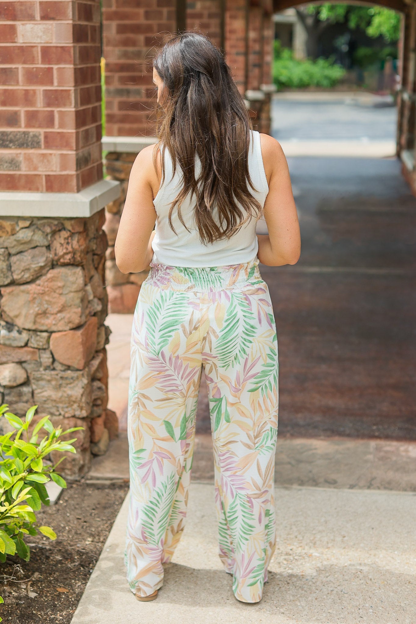 IN STOCK Presley Palazzo Pants - Mauve and Green Palm