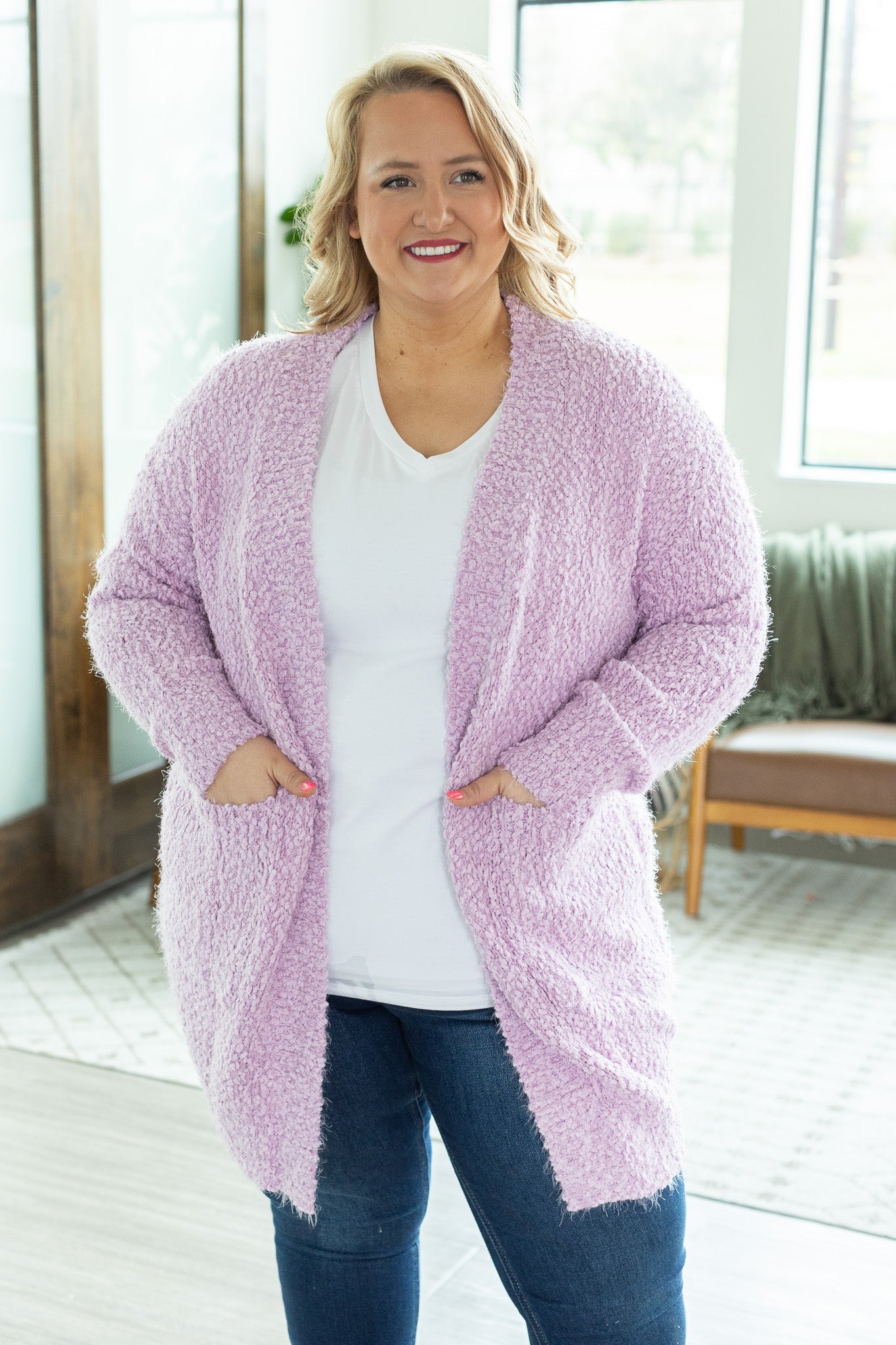 SOLD OUT Fuzzy Cardigan - Lilac FINAL SALE