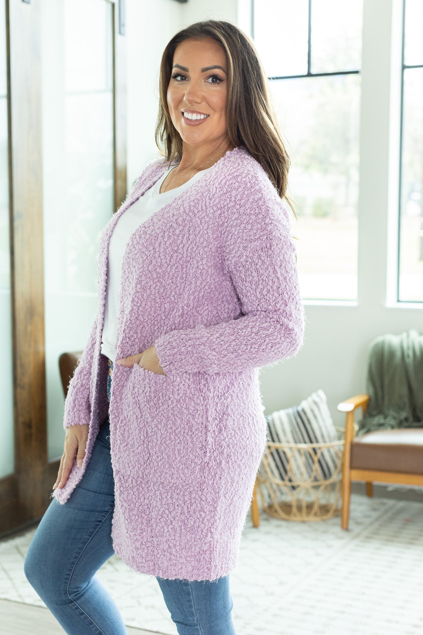 SOLD OUT Fuzzy Cardigan - Lilac FINAL SALE