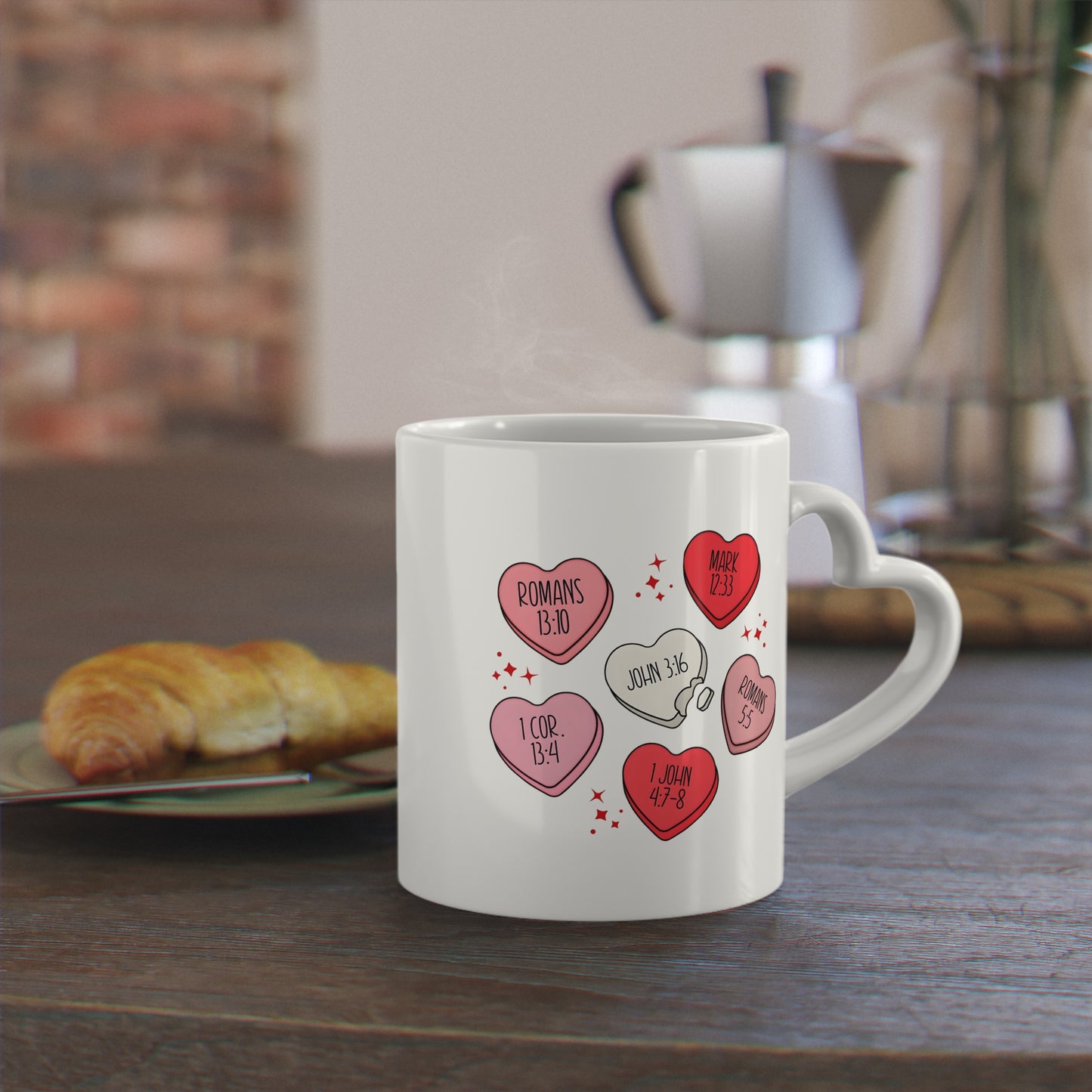 Christian Conversation Hearts Heart-Shaped Mug