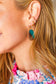 Wood & Turquoise Geometric Drop Earrings