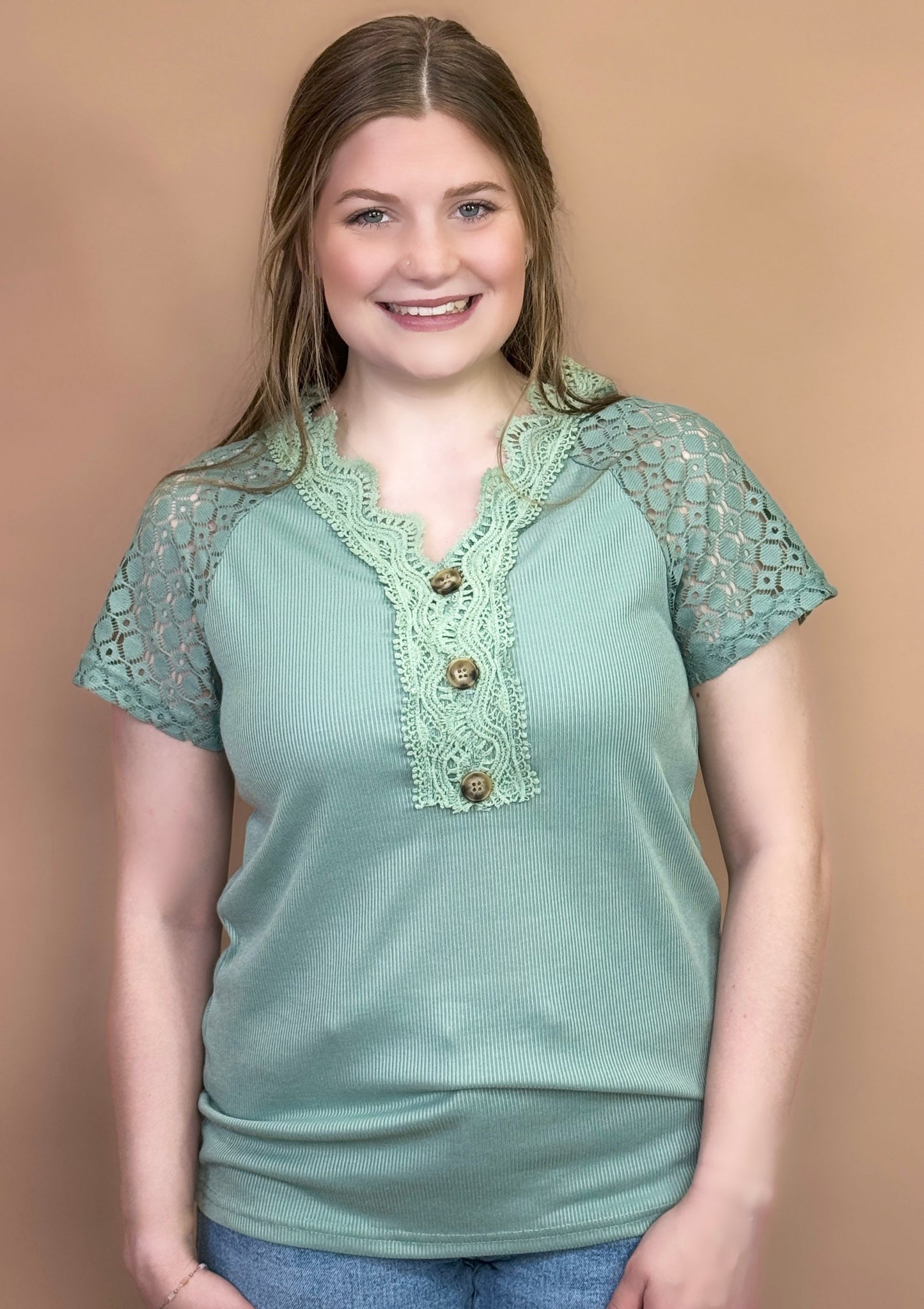 Mila Lace Top in Sage