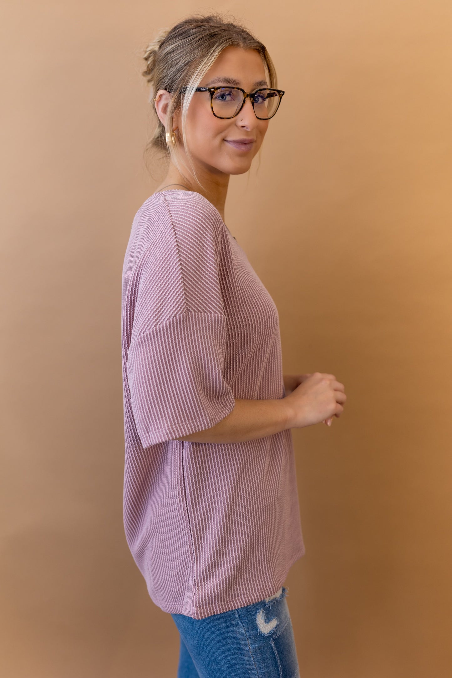 Rowan Ribbed Top in Rose