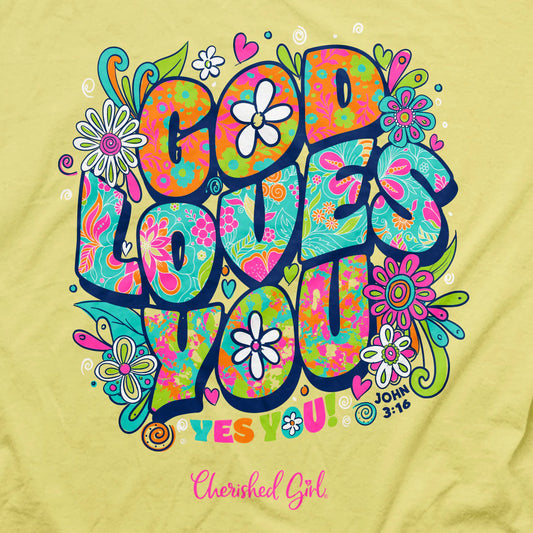 Cherished Girl Womens T-Shirt God Loves You