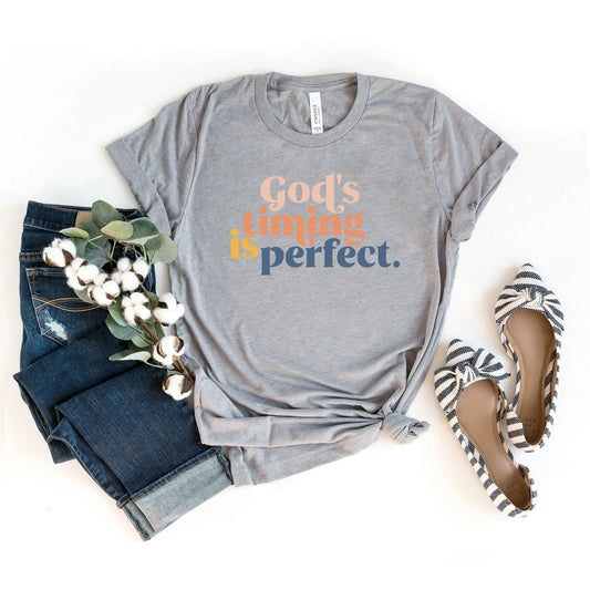 God's Timing Is Perfect Colorful | Short Sleeve Crew Neck