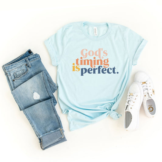 God's Timing Is Perfect Colorful | Short Sleeve Crew Neck