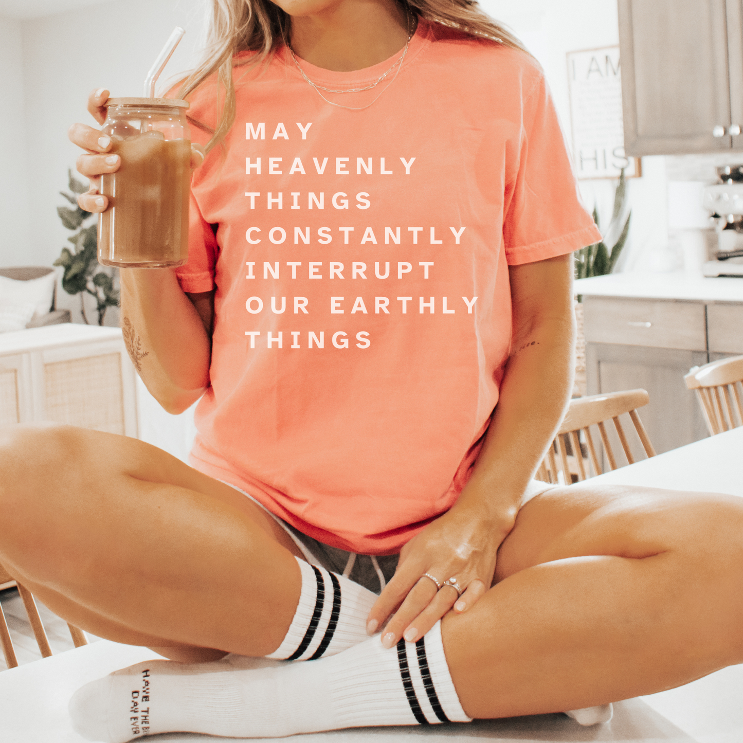 May Heavenly Things Interrupt our Earthly Things Unisex Garment-Dyed T-shirt