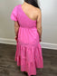Penny Pink Smocked Midi Dress