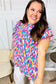 Eyes On You Multicolor Abstract Print Mock Neck Flutter Sleeve Top