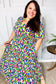 All For You Navy Multicolor Abstract Print Smocked Waist Maxi Dress
