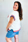 USA White Knit Embroidery Dolman Sweater Top