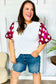 Feeling Patriotic White & Magenta Star Sequin Puff Sleeve Top