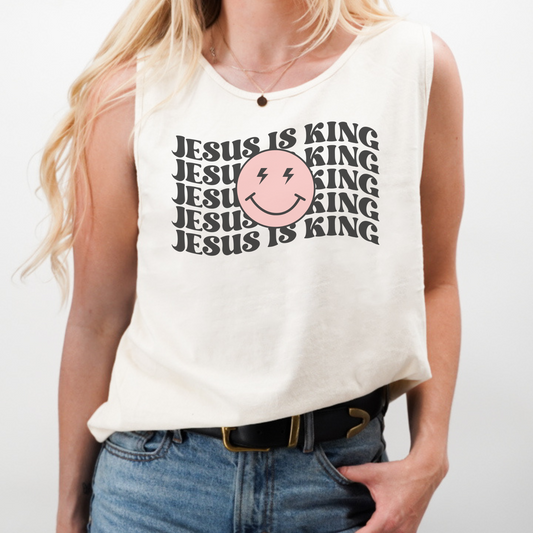 Jesus is King Unisex Garment-Dyed Tank Top