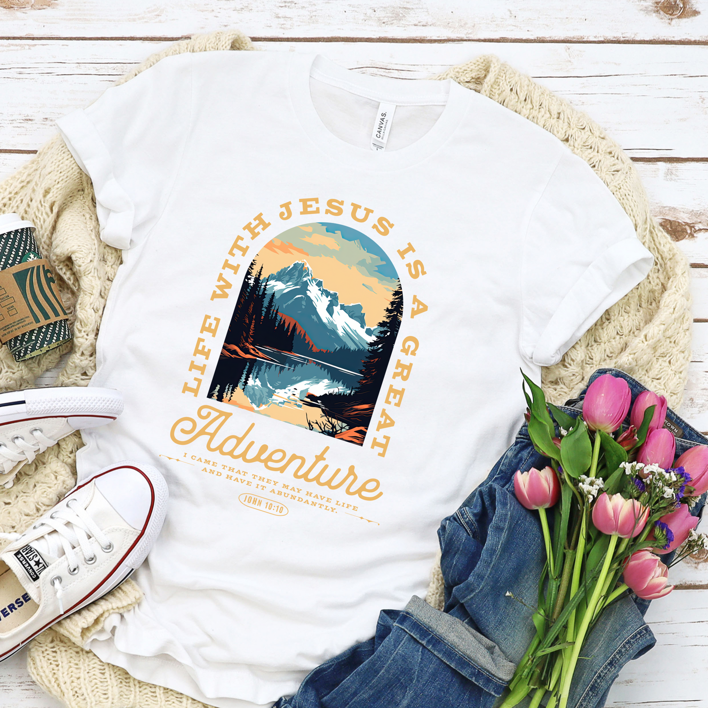 Life with Jesus is a great adventure tee - Additional colors