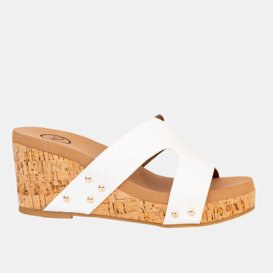 Allyson Cross Strap Wedge WHITE