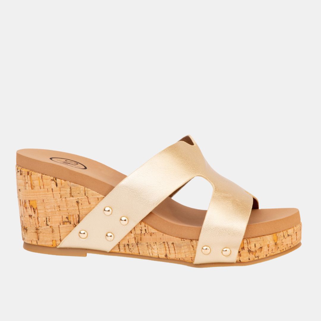 Allyson Cross Strap Wedge GOLD