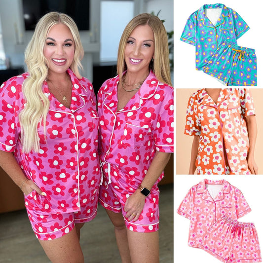 PREORDER: Floral Button Down Pajama Set in Four Colors